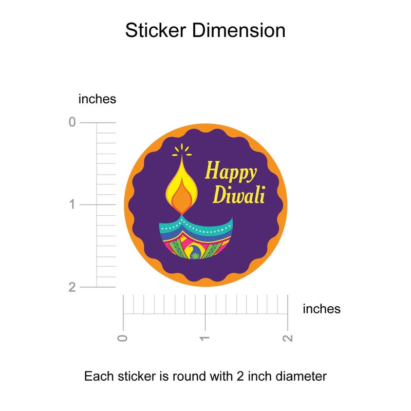 weRevel Happy Diwali Party Stickers, 40 Count, 2 Inches, Round, 4 Unique Designs - Image 4